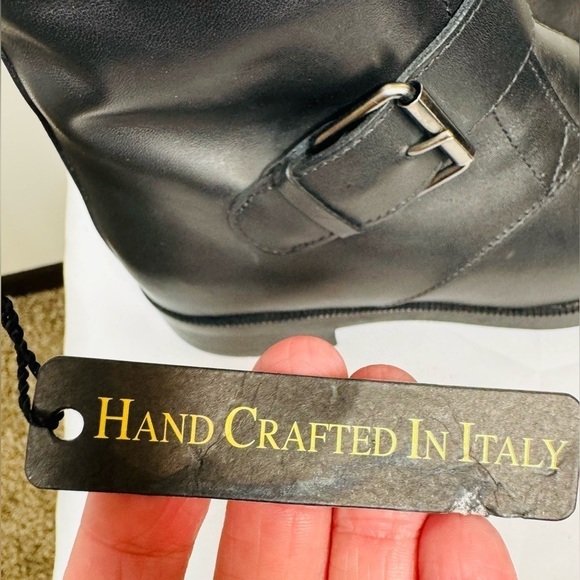 NEW Emanuele Crasto Women’s Double Buckle Moto  Black Leather Boots Size 8 / 39 - Picture 10 of 12